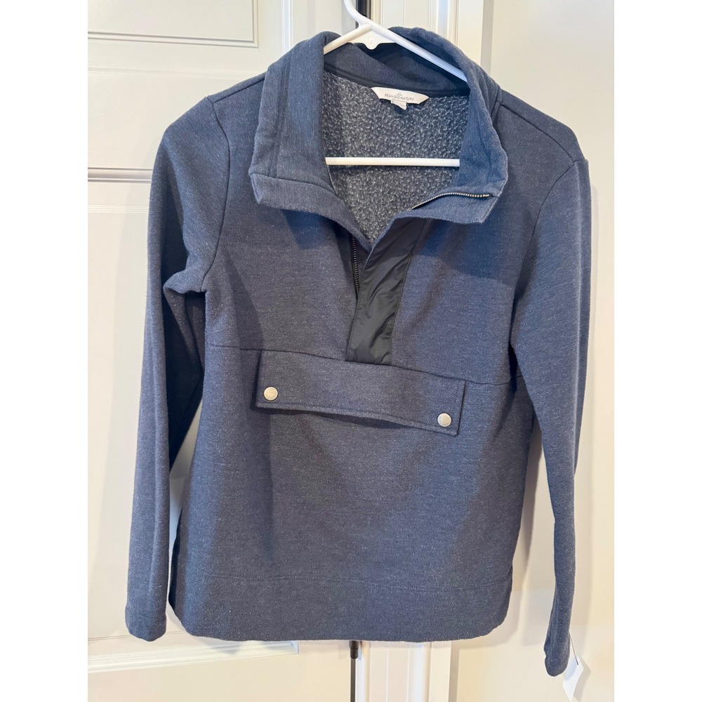 L.L. Bean Signature Anorak Sweatshirt XXS Gray Snap Pocket Gorpcore Pullover - Picture 4 of 8